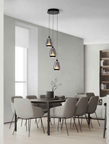 Corp de iluminat suspendat Alish Negru / Smokey Ø28 x H 160 cm