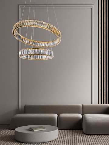 Corp de iluminat suspendat Aurelia Auriu Ø60 x H 200 cm