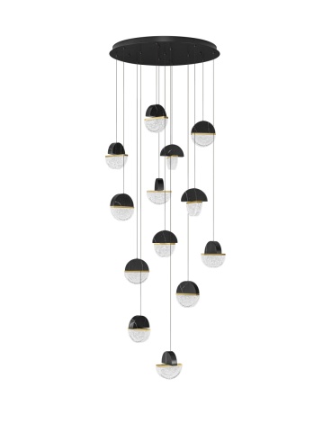 Corp de iluminat suspendat Dorin Negru / Auriu / Alb / Transparent Ø78 x H 300 cm