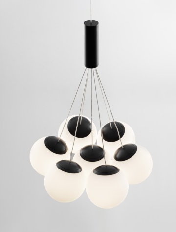 Corp de iluminat suspendat Nuvole Opal / Negru Ø36 x H 150 cm