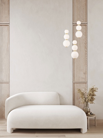 Corp de iluminat suspendat Perla Auriu / Opal Ø31 x H 150 cm