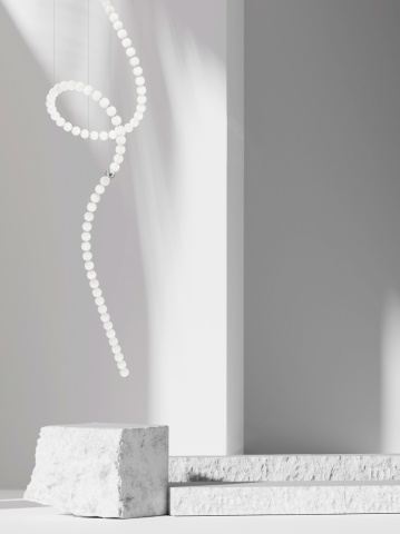 Corp de iluminat suspendat Perla Crom / Opal Ø79 x H 400 cm