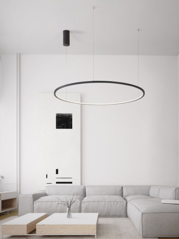 Corp de iluminat suspendat Tarquin Negru Ø100 x H 200 cm