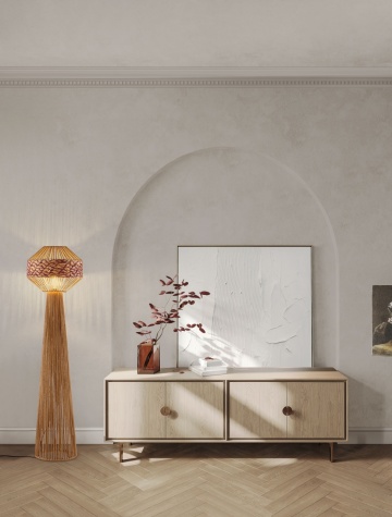 Lampadar Mapi Natural / Red Ø42 x H 152 cm