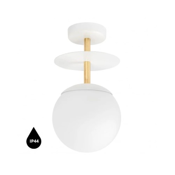 Plafonieră PLAAT B white / with brass IP44, alb / auriu