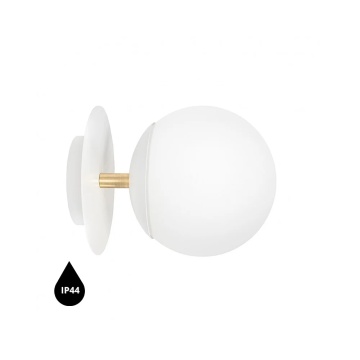 Aplică de perete PLAAT C white with brass IP44, alb / auriu