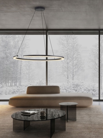 Corp de iluminat suspendat Greamy Negru Ø85 x H 200 cm