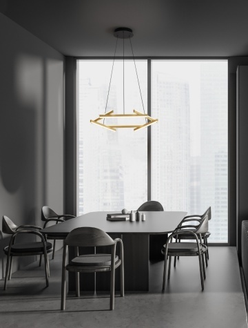 Corp de iluminat suspendat Hyde Auriu periat / Negru Ø66 x H 150 cm