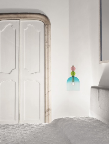 Pendul Murano Glossy Light Green, Blue, Pink / Auriu Ø16 x H 184,5 cm