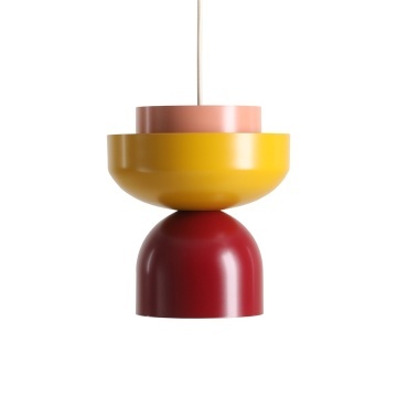 Pendul Ulia 23 cm 1xE27 - Roșu vin + Coral + Muștar