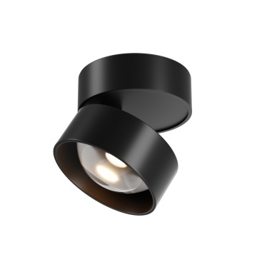 Spot aplicat Lens - Ø 9 cm, 3000K, Negru