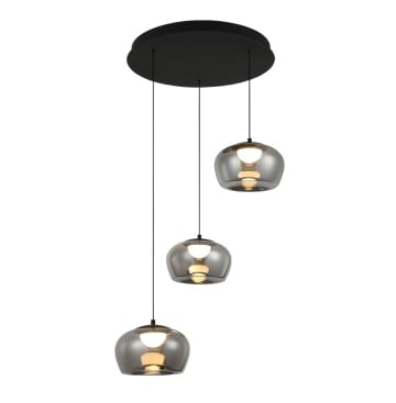 Corp de iluminat suspendat 3 lumini Nadia - Negru / Transparent