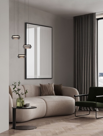 Corp de iluminat suspendat Jailyn Negru / Smokey Ø35 x H 160 cm
