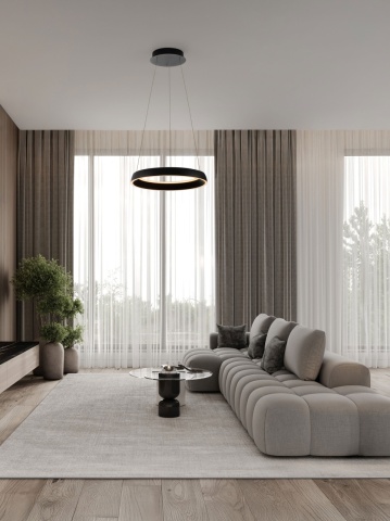 Corp de iluminat suspendat Ovia Negru Ø45 x H 150 cm