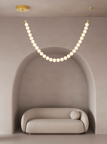 Corp de iluminat suspendat Perla Auriu / Opal 116 x 24 x 81 cm
