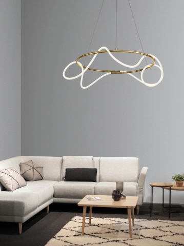 Corp de iluminat suspendat Tiriac Auriu Ø70 x H 120 cm