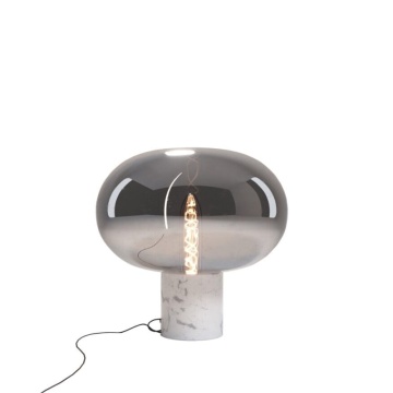 Lampă de masă Moonstone sticlă fumurie/marmură albă