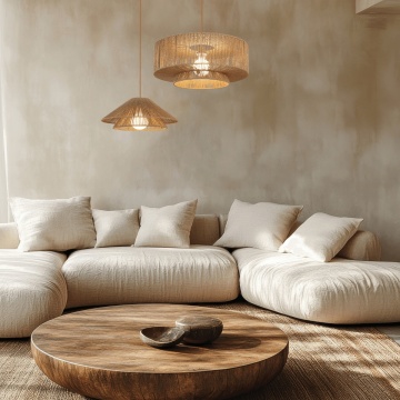 Pendul Carta Naturale 1xE27 - Maro, Beige, Natural