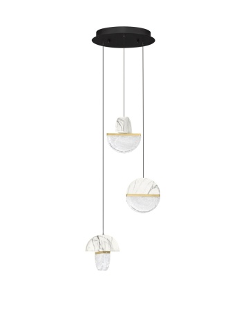 Corp de iluminat suspendat Dorin Alb / Auriu / Alb / Transparent Ø38 x H 150 cm