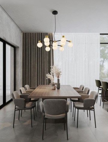 Corp de iluminat suspendat Ovalino Opal / Negru / Auriu 66 x 63 x 148 cm