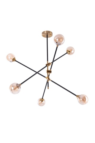 Corp de iluminat suspendat Solen 6 Bk/Go - Negru / Auriu