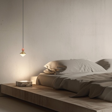 Pendul Murano Gioia LED 3000K - Alamă, Beige, Roșu