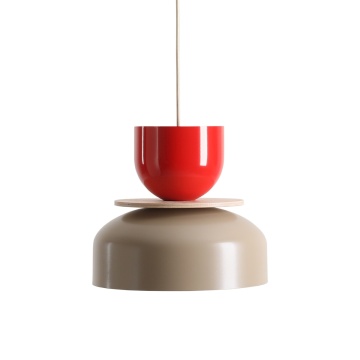 Pendul Uto 30 cm 1xE27 - Bej + Roșu chili