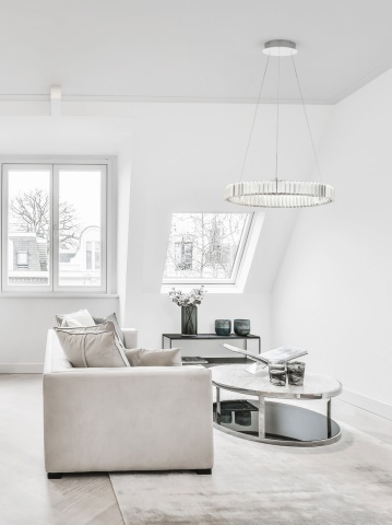 Corp de iluminat suspendat Aurelia Crom Ø60 x H 150 cm