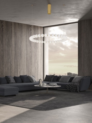 Corp de iluminat suspendat Perla Auriu / Opal Ø80 x H 200 cm