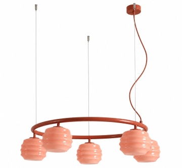 Corp de iluminat suspendat Puff Glaze Ring 85 cm 5xE27 - Teracotă