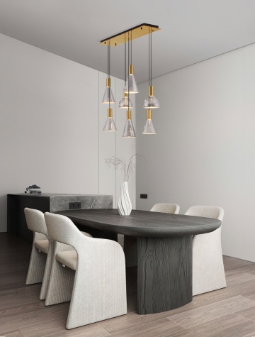 Corp de iluminat suspendat Voi Gradient Smokey / Auriu 96 x 33 x 150 cm