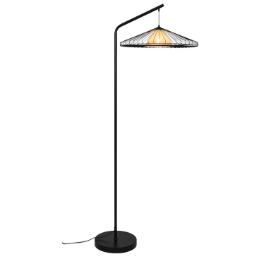 Lampadar natural Mona - Negru / Lemn deschis