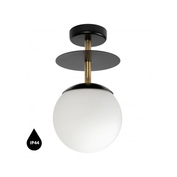 Plafonieră PLAAT B black / with brass IP44, negru / auriu