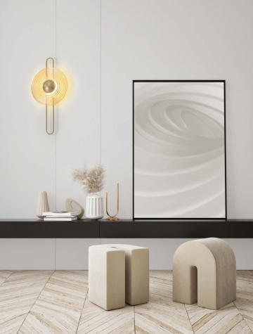 Aplica perete decorativa Nous Auriu / Chihlimbar 30 x 8 x 60 cm