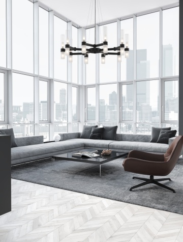 Candelabru Century Negru / Transparent Ø70 x H 210 cm