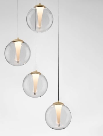 Corp de iluminat suspendat Galeo Transparent / Auriu Ø56 x H 179 cm