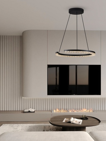 Corp de iluminat suspendat Greamy Negru Ø46 x H 200 cm