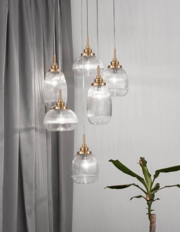 Corp de iluminat suspendat Mond Transparent / Auriu Ø51 x H 120 cm
