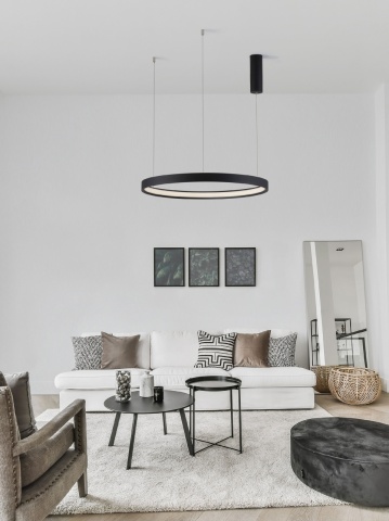 Corp de iluminat suspendat Perrine Negru Ø60 x H 150 cm