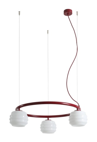 Corp de iluminat suspendat Puff Ring 63 cm 3xE27 - Roșu vin