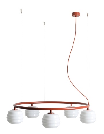 Corp de iluminat suspendat Puff Ring 85 cm 5xE27 - Teracotă