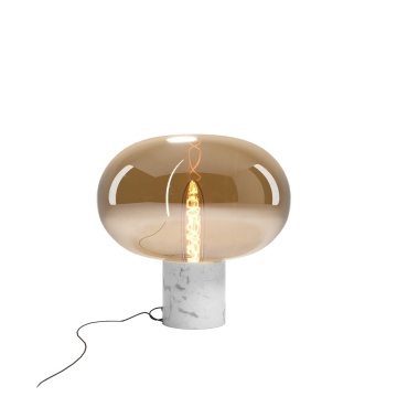 Lampă de masă Moonstone sticlă chihlimbar/marmură albă