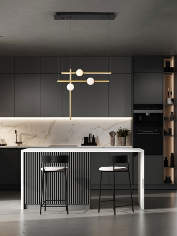 Corp de iluminat suspendat Acrobat Negru / Opal 89 x 26 x 120 cm