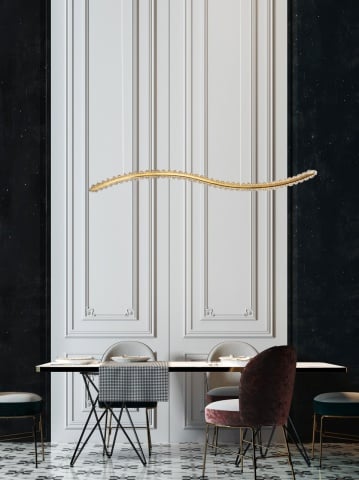 Corp de iluminat suspendat Aurelia Auriu 100 x 7,6 x 150 cm