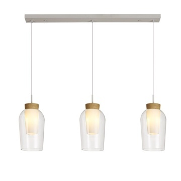 Corp de iluminat suspendat Nora L 108 cm, A 18 cm - Alb/ Lemn