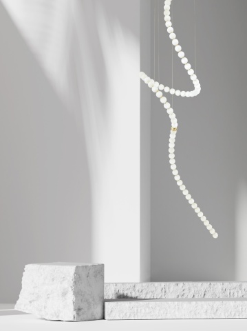 Corp de iluminat suspendat Perla Auriu / Opal Ø79 x H 400 cm
