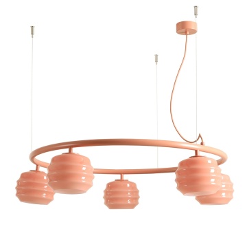 Corp de iluminat suspendat Puff Glaze Ring 85 cm 5xE27 - Coral