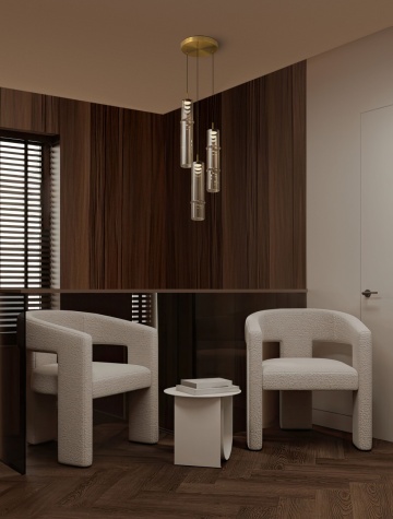 Corp de iluminat suspendat Sano Auriu periat / Auriu / Cognac Ø30 x H 75-200 cm