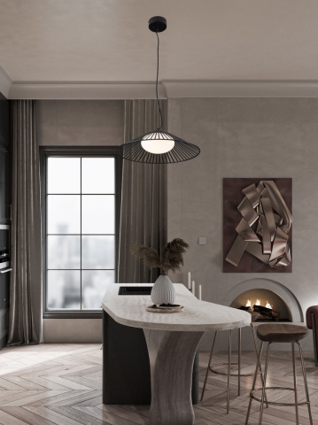 Pendul Brume Negru / Opal Ø50 x H 148 cm