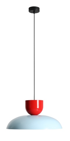 Pendul Ella 47 cm 1xE27 - Albastru deschis + Roșu chili